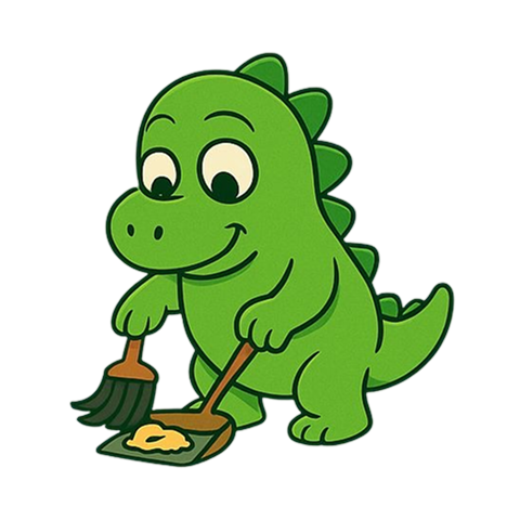 Dinosaurus Dino siivoaa
